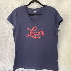 Levi’s Script Logo T-shirt (Blue/Red/White-Size XL) Pre-owned